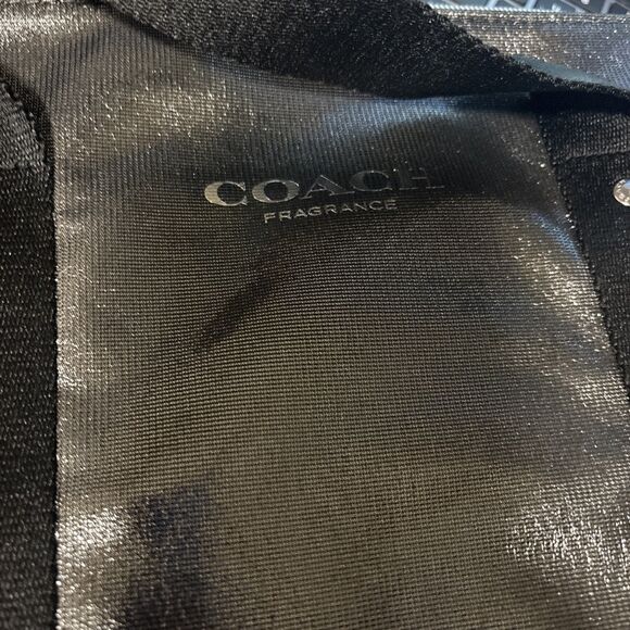 COACH FRAGRANCE TOTE BAG DARK GRAY SLIVER SHINY Zippered PROMO NEW W/Tags - Picture 2 of 4